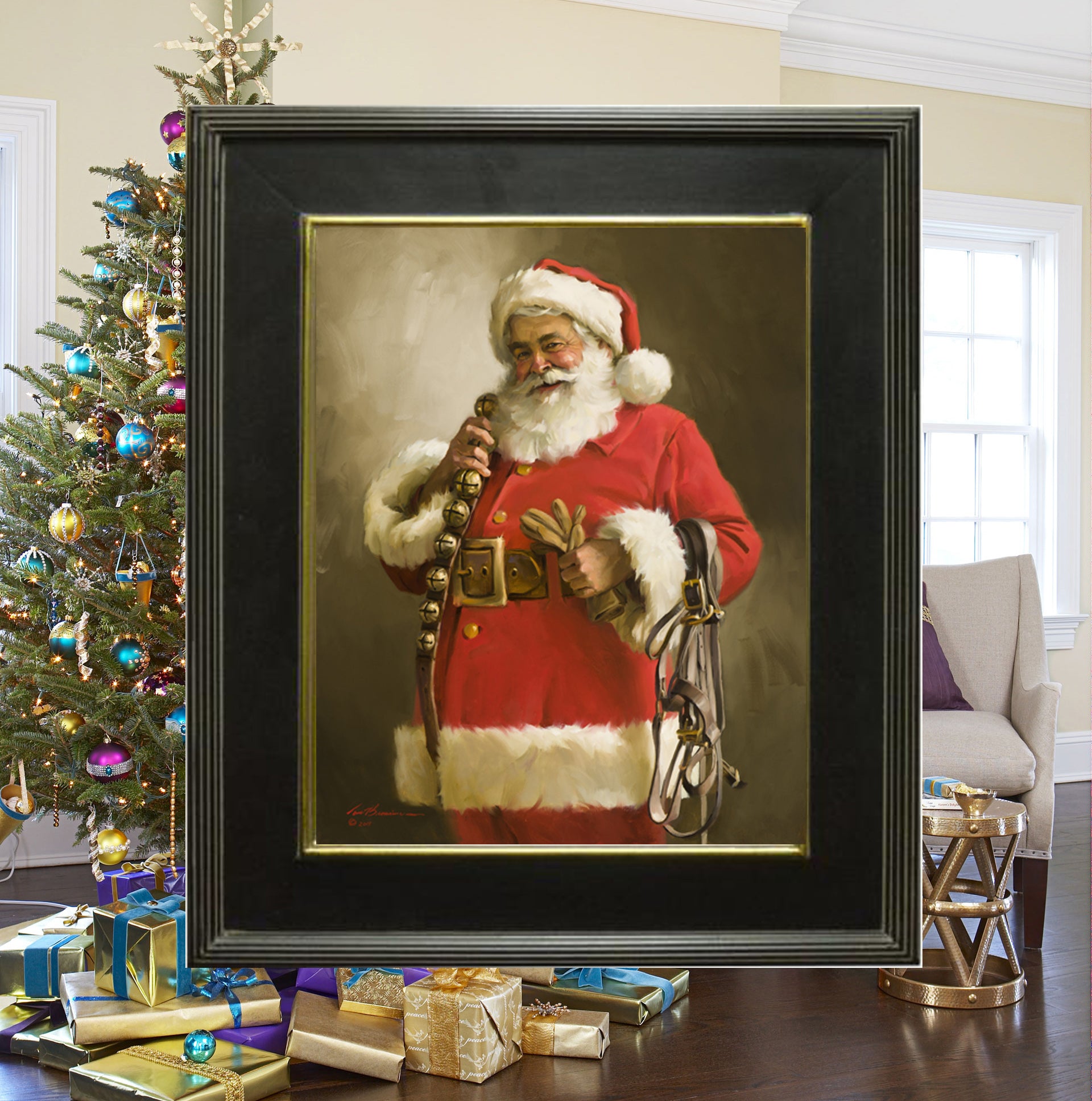 CD1017 Jingle Bells Canvas Giclee Small  - Framed 11"X 14"