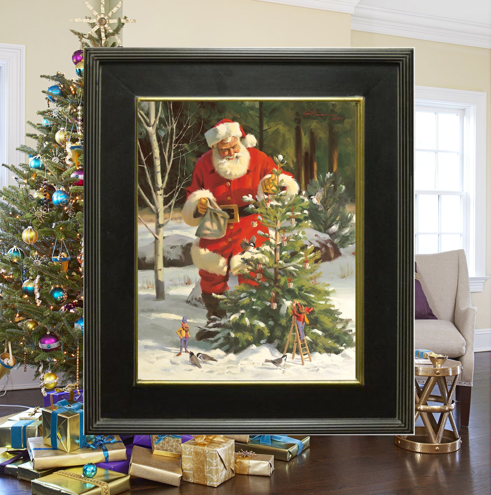 CD1023 Snow Birds Canvas Giclee Small  - Framed 11"X 14"