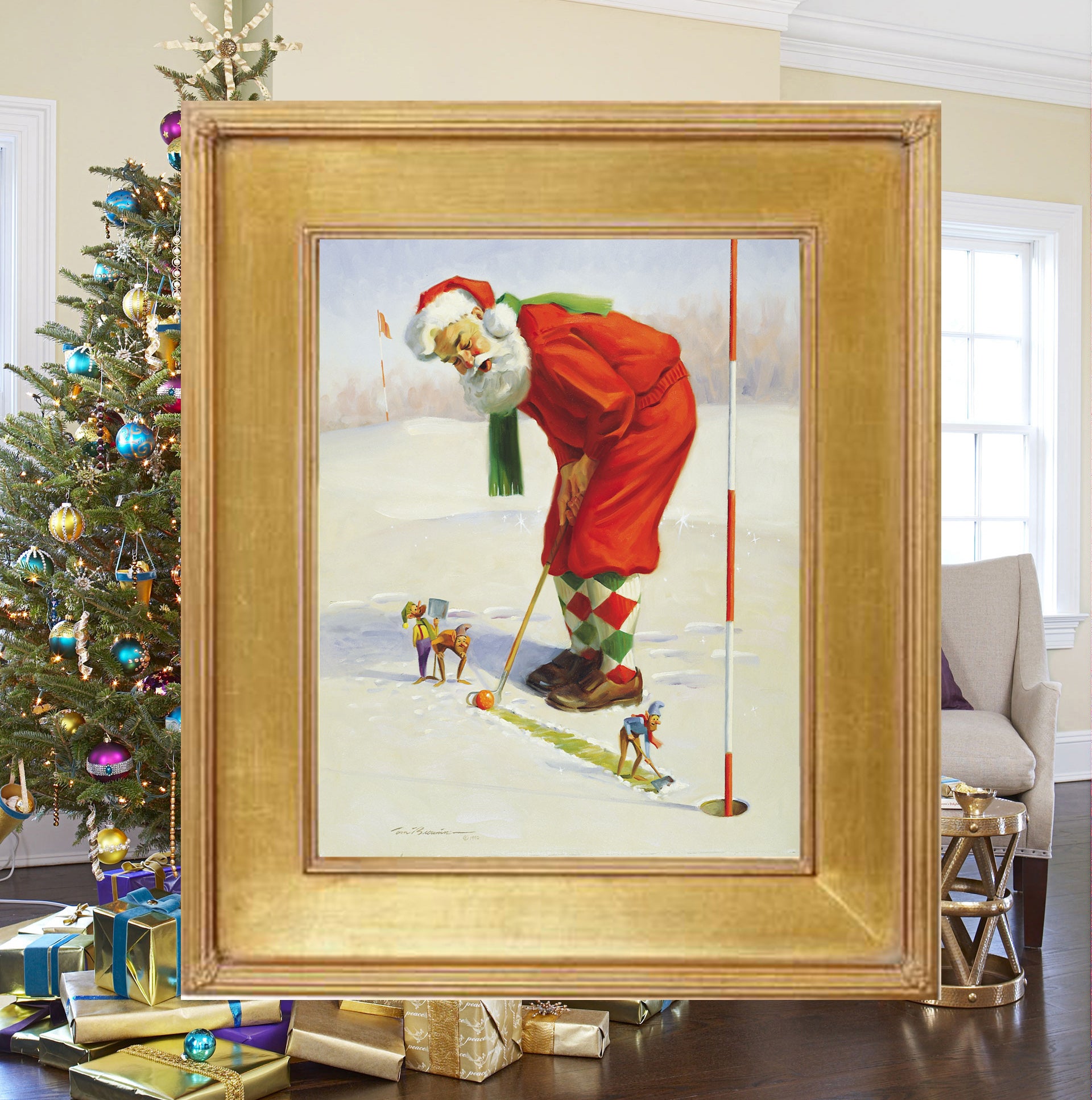 CD1014 Easy Putt I Canvas Giclee Small  - Framed 11"X 14"