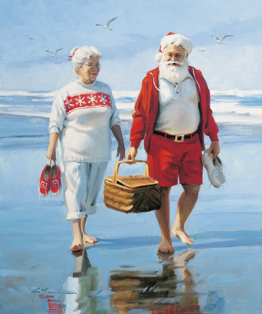 CD1050 Barefoot On The Beach  Canvas Giclee Small  - Framed 11"X 14"