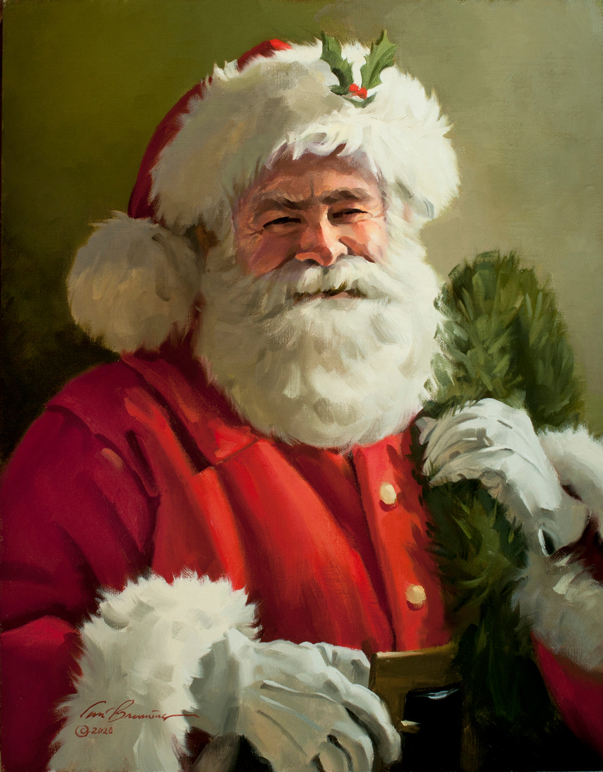 CB1005 Gleeful Santa  - Unframed Canvas Giclee 16" X 20"