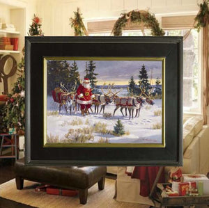 CA1002 Santa's Favorite Team Canvas Giclee Large - Framed 28" X 38"