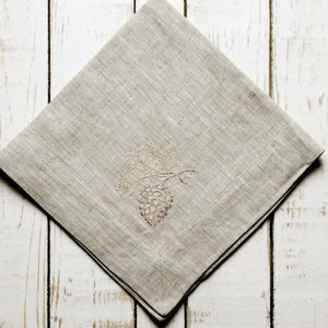 W1045 Flax Linen Napkins with Pinecone Detailing